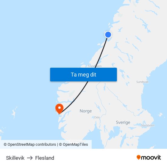 Skillevik to Flesland map