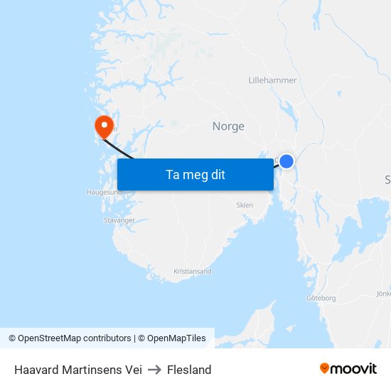 Haavard Martinsens Vei to Flesland map