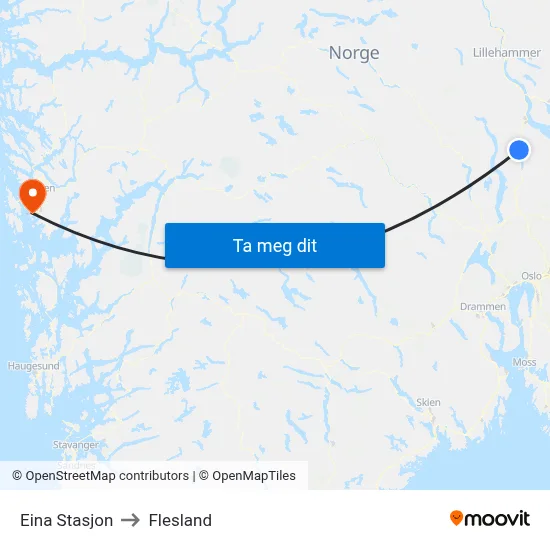 Eina Stasjon to Flesland map
