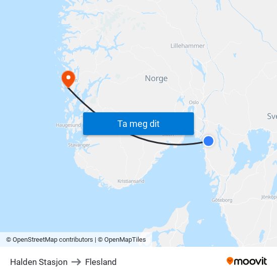 Halden Stasjon to Flesland map