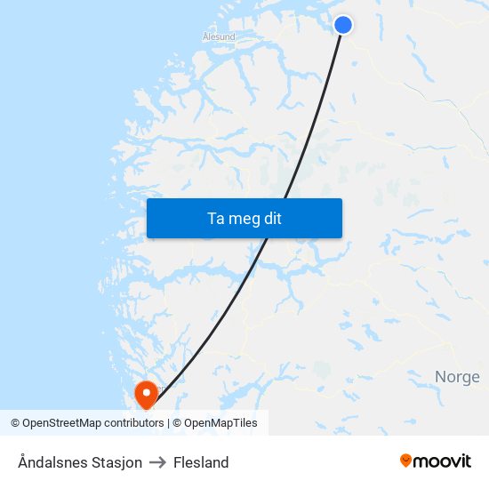 Åndalsnes Stasjon to Flesland map
