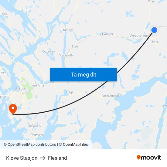 Kløve Stasjon to Flesland map