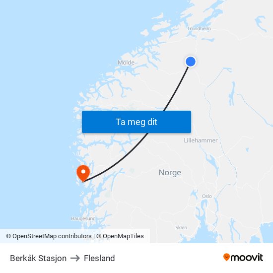 Berkåk Stasjon to Flesland map
