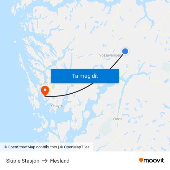 Skiple Stasjon to Flesland map