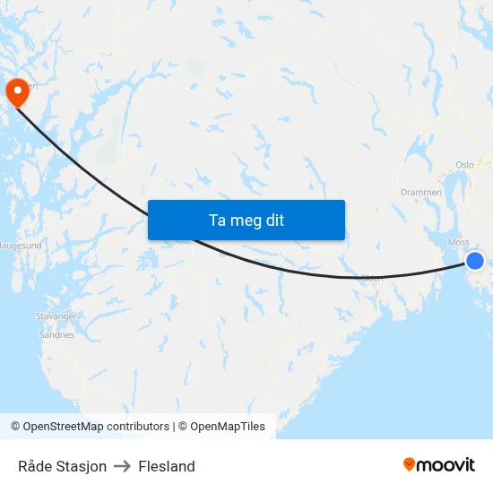 Råde Stasjon to Flesland map
