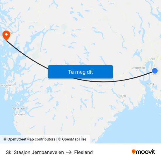 Ski Stasjon Jernbaneveien to Flesland map