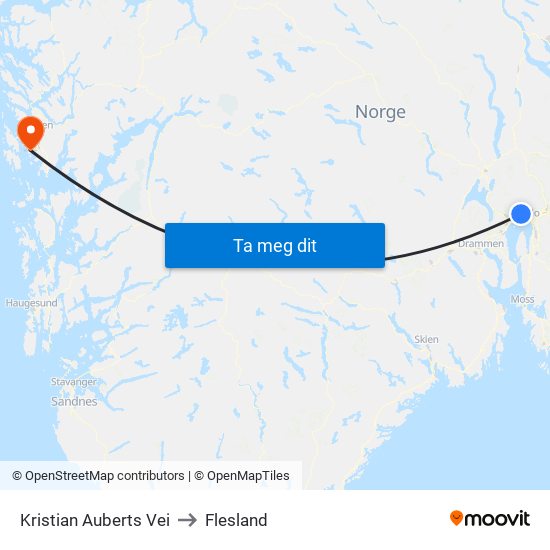 Kristian Auberts Vei to Flesland map