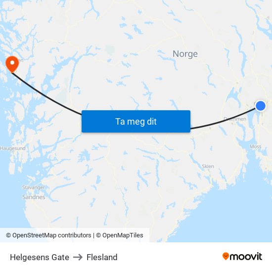 Helgesens Gate to Flesland map