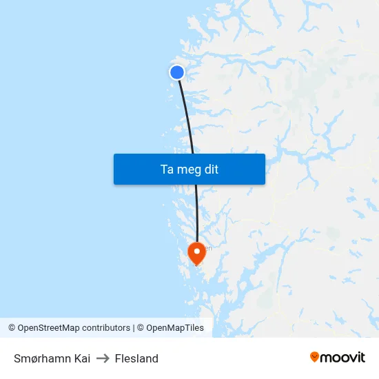 Smørhamn Kai to Flesland map