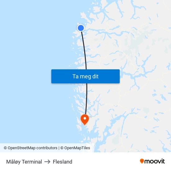 Måløy Terminal to Flesland map