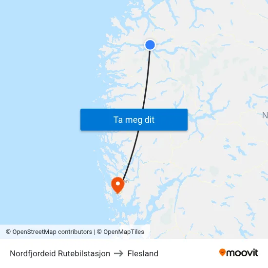Nordfjordeid Rutebilstasjon to Flesland map