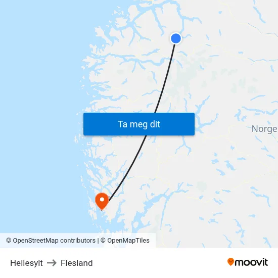Hellesylt to Flesland map