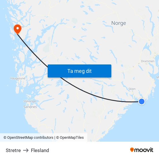 Stretre to Flesland map