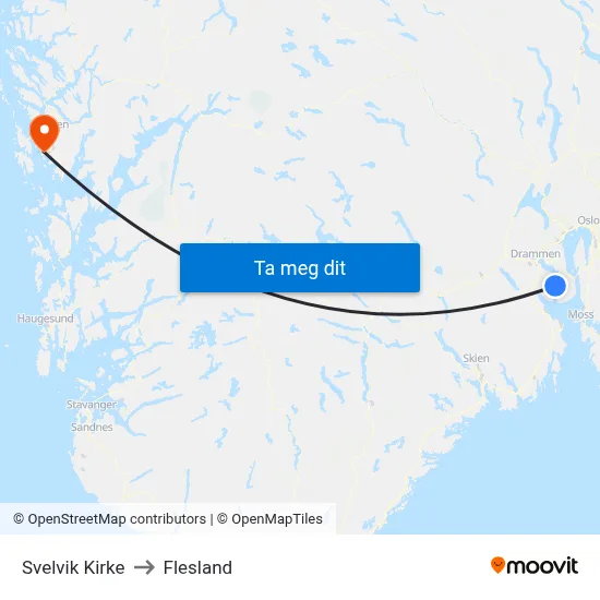 Svelvik Kirke to Flesland map