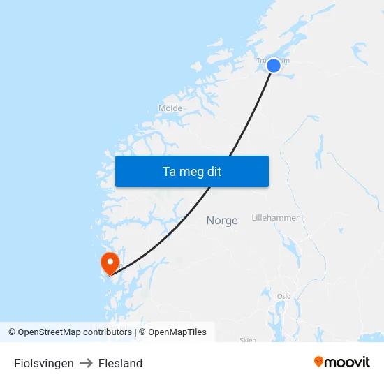 Fiolsvingen to Flesland map