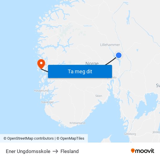 Ener Ungdomsskole to Flesland map