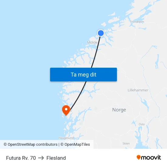 Futura Rv. 70 to Flesland map