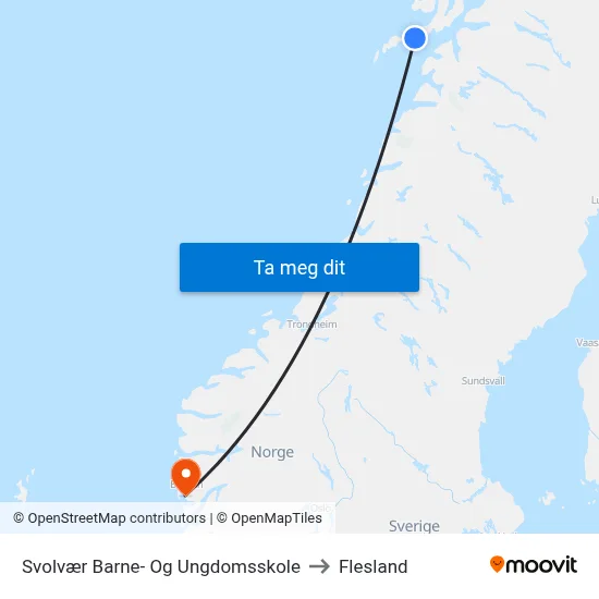 Svolvær Barne- Og Ungdomsskole to Flesland map