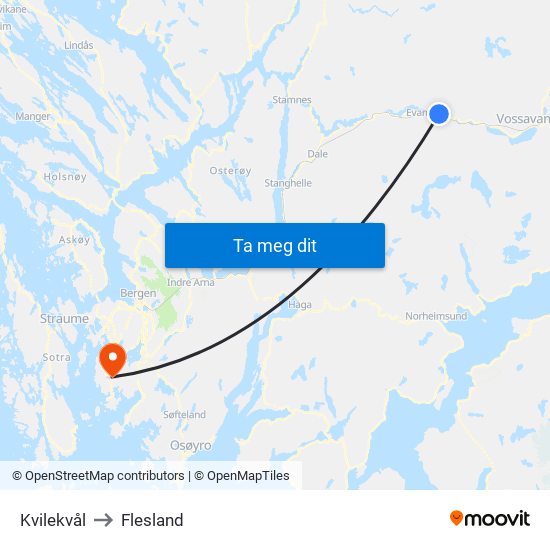 Kvilekvål to Flesland map