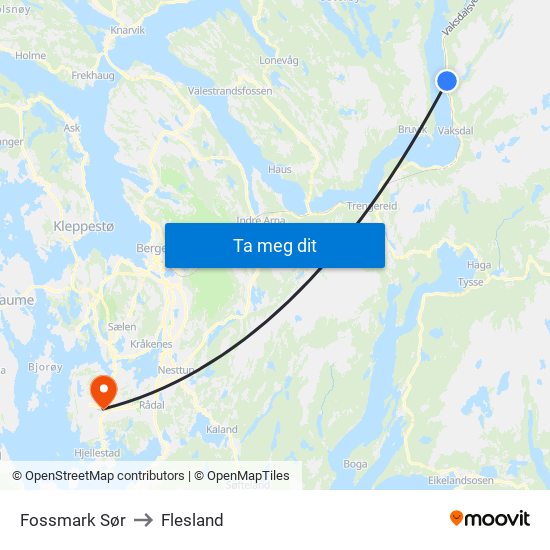 Fossmark Sør to Flesland map