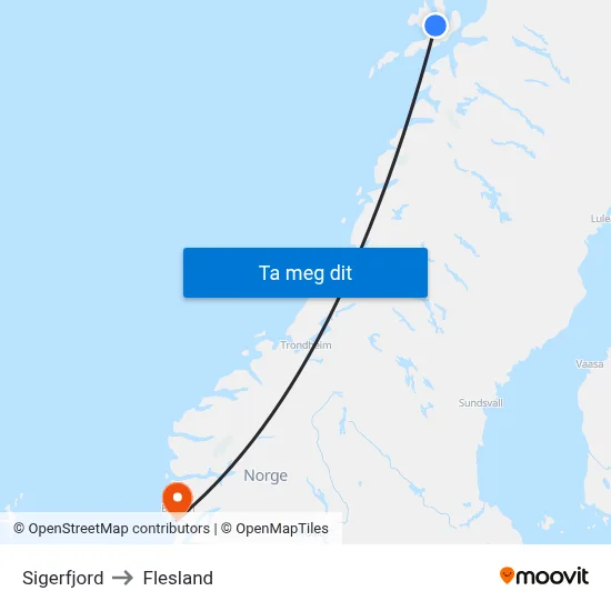 Sigerfjord to Flesland map