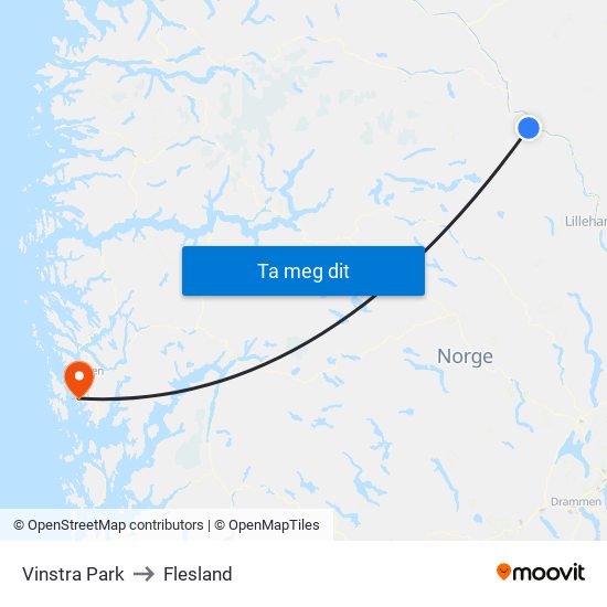 Vinstra Park to Flesland map