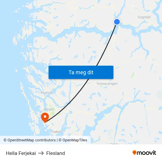 Hella Ferjekai to Flesland map