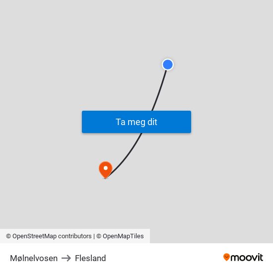 Mølnelvosen to Flesland map
