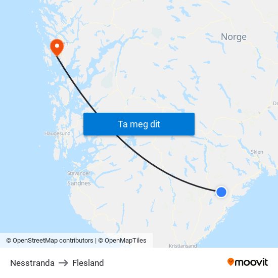 Nesstranda to Flesland map