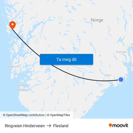 Ringveien Hinderveien to Flesland map