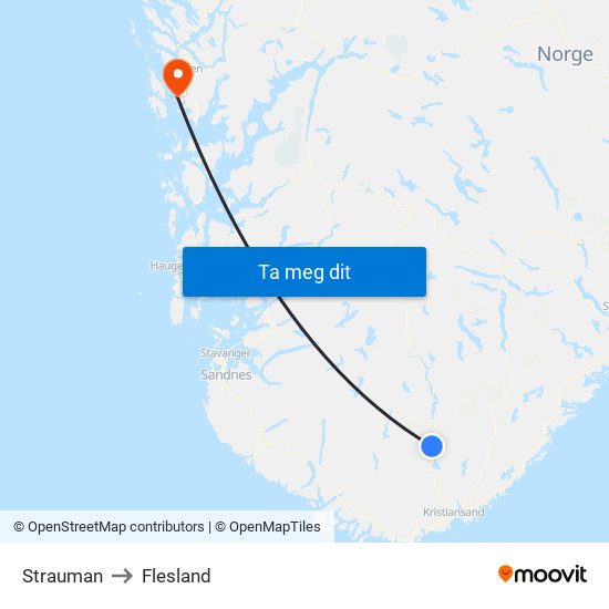 Strauman to Flesland map