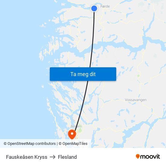 Fauskeåsen Kryss to Flesland map