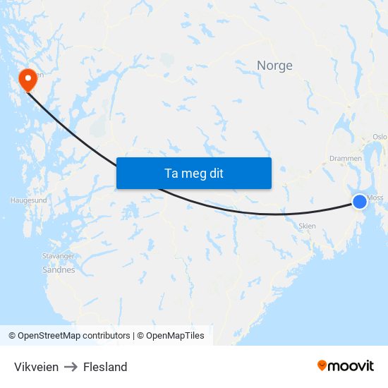 Vikveien to Flesland map