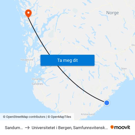 Sandumkilen to Universitetet i Bergen, Samfunnsvitenskapelig fakultet map