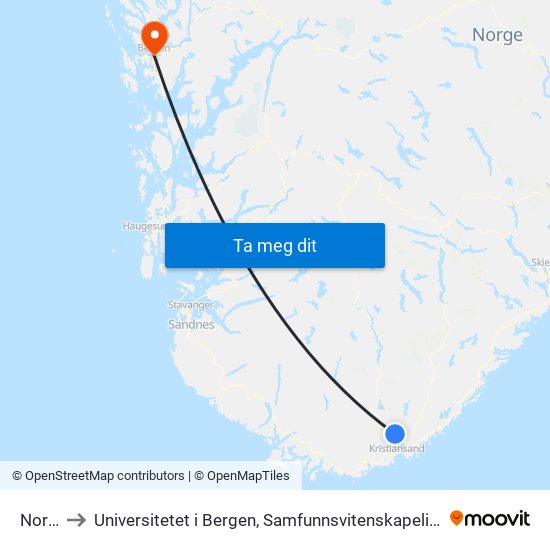 Nordli to Universitetet i Bergen, Samfunnsvitenskapelig fakultet map