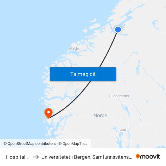 Hospitalskirka to Universitetet i Bergen, Samfunnsvitenskapelig fakultet map