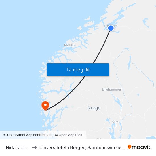 Nidarvoll Skole to Universitetet i Bergen, Samfunnsvitenskapelig fakultet map