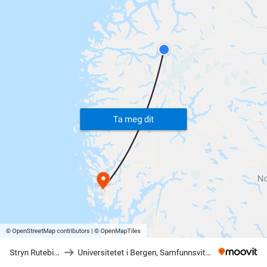 Stryn Rutebilstasjon to Universitetet i Bergen, Samfunnsvitenskapelig fakultet map