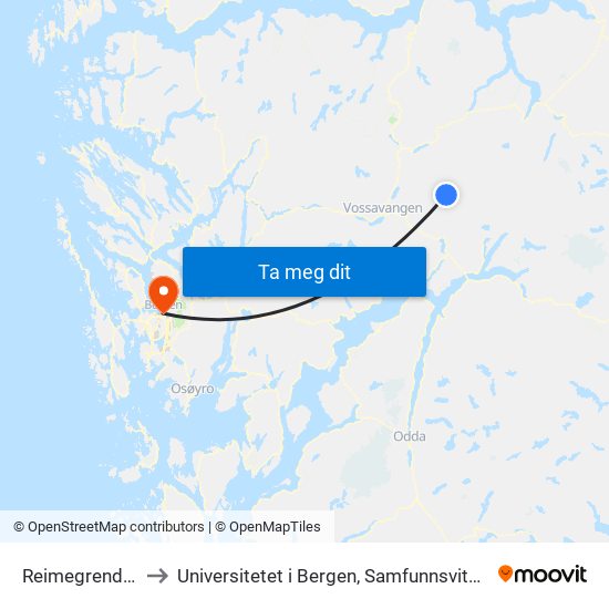 Reimegrend Stasjon to Universitetet i Bergen, Samfunnsvitenskapelig fakultet map