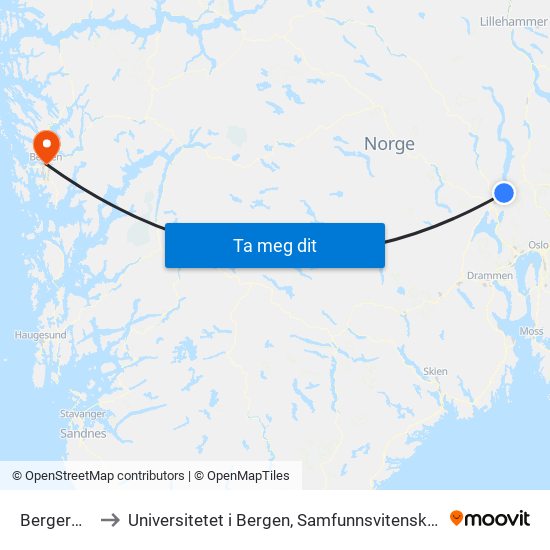 Bergermoen to Universitetet i Bergen, Samfunnsvitenskapelig fakultet map