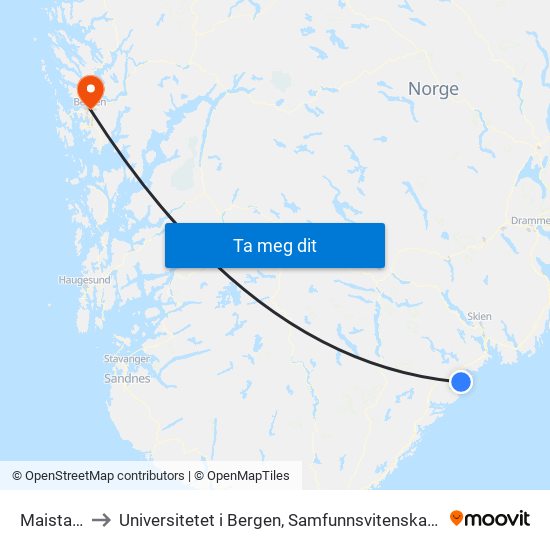 Maistanga to Universitetet i Bergen, Samfunnsvitenskapelig fakultet map