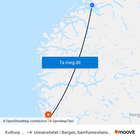 Kviltorp Skole to Universitetet i Bergen, Samfunnsvitenskapelig fakultet map