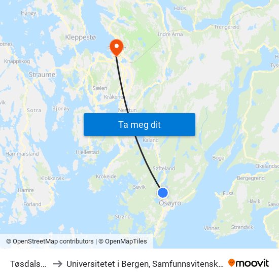 Tøsdalskiftet to Universitetet i Bergen, Samfunnsvitenskapelig fakultet map