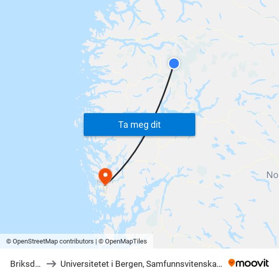 Briksdalen to Universitetet i Bergen, Samfunnsvitenskapelig fakultet map