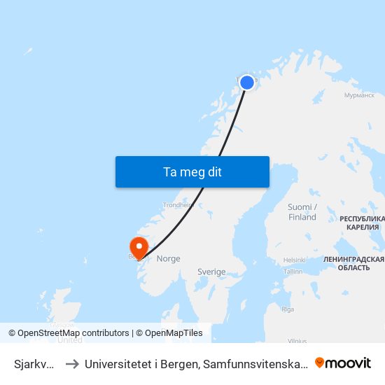 Sjarkvegen to Universitetet i Bergen, Samfunnsvitenskapelig fakultet map