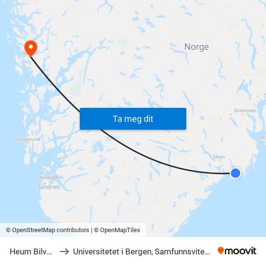 Heum Bilverksted to Universitetet i Bergen, Samfunnsvitenskapelig fakultet map