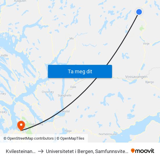 Kvilesteinane Kryss to Universitetet i Bergen, Samfunnsvitenskapelig fakultet map