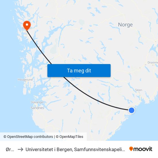 Ørvik to Universitetet i Bergen, Samfunnsvitenskapelig fakultet map