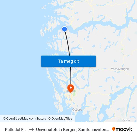 Rutledal Ferjekai to Universitetet i Bergen, Samfunnsvitenskapelig fakultet map