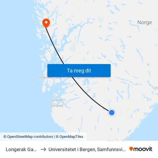 Longerak Gamlevegen to Universitetet i Bergen, Samfunnsvitenskapelig fakultet map